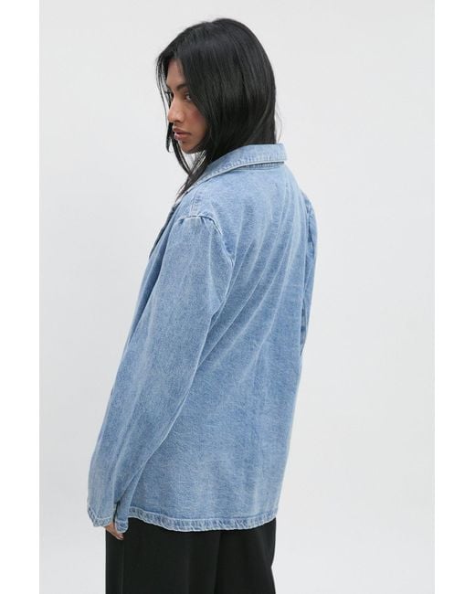 Boohoo Blue Oversized Denim Blazer