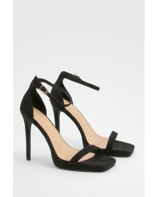 Boohoo Black Barely There 2 Part Heel