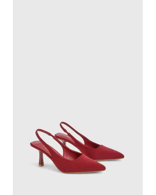 Boohoo Red Wide Fit Mid Stiletto Slingback Court Shoes