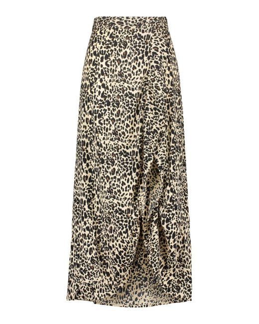 leopard ruffle maxi skirt