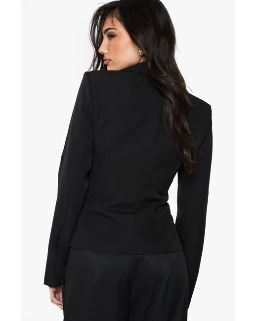 Boohoo Black Button Detail Fitted Cinched Blazer