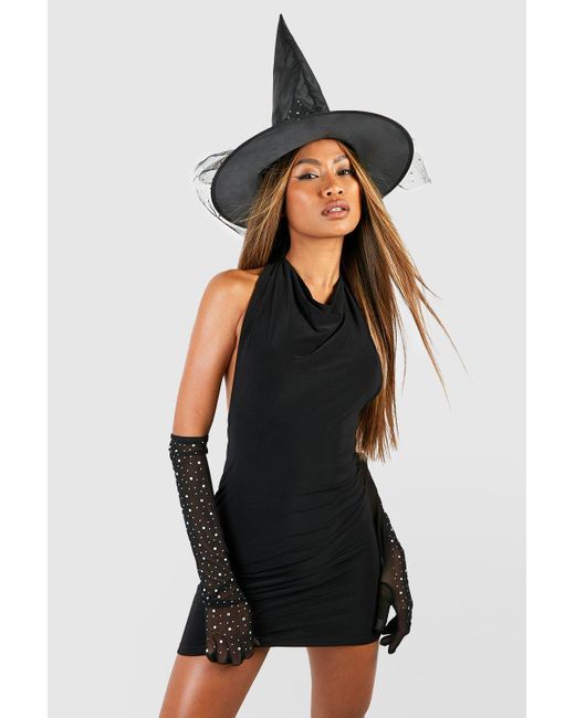 Boohoo Black Halloween Backless Halterneck Mini Dress