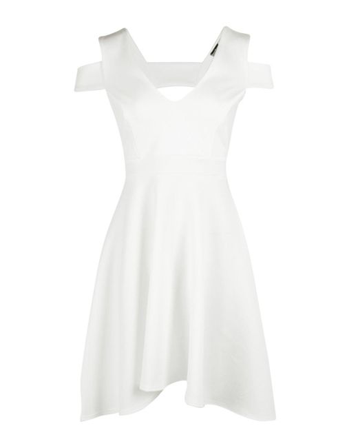 bardot plunge high low skater dress