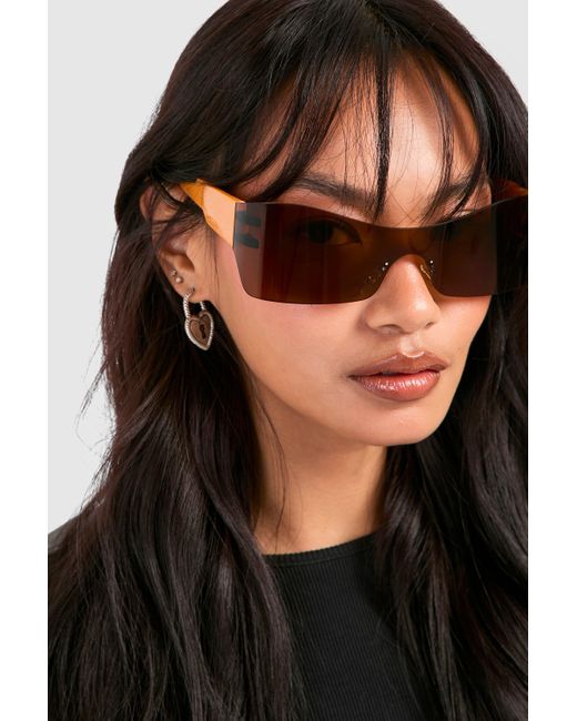 Boohoo Black Orange Visor Sunglasses