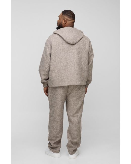 Boohoo Gray Plus Straight Leg Boucle Elasticated Waist Pants