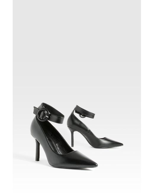 Boohoo White Buckle Detail Court Shoes