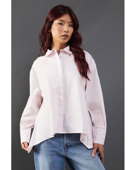 Warehouse Pink Poplin Open Tie Back Shirt