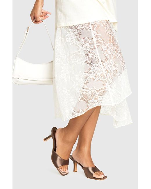 Boohoo White Wide Fit Satin Basic Heeled Mules