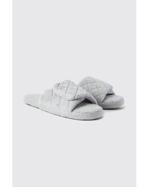 BoohooMAN Gray Quilted Open Toe Slipper for men