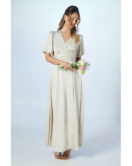 Coast Blue Puff Sleeve A Line Skirt Bridesmaid Dress