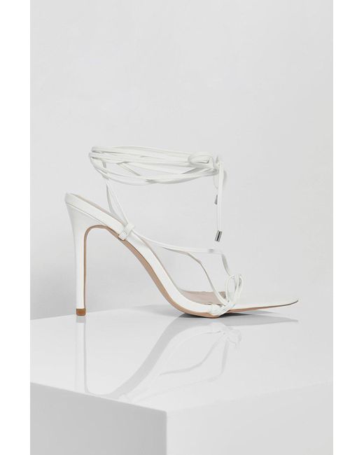 white pointed strappy heels
