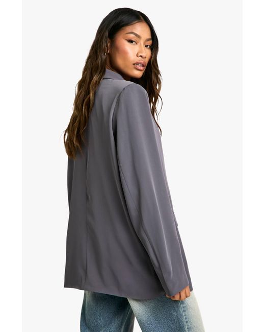 Boohoo Gray Oversized Double Breasted Tailored Blazer