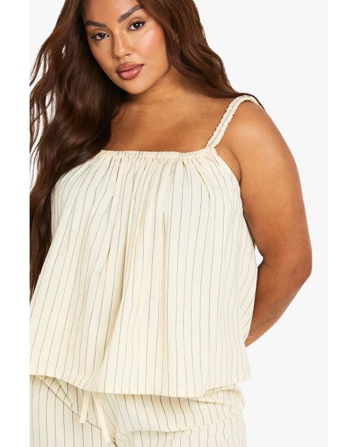 Camisola Plus Holgada De Rayas Boohoo de color White