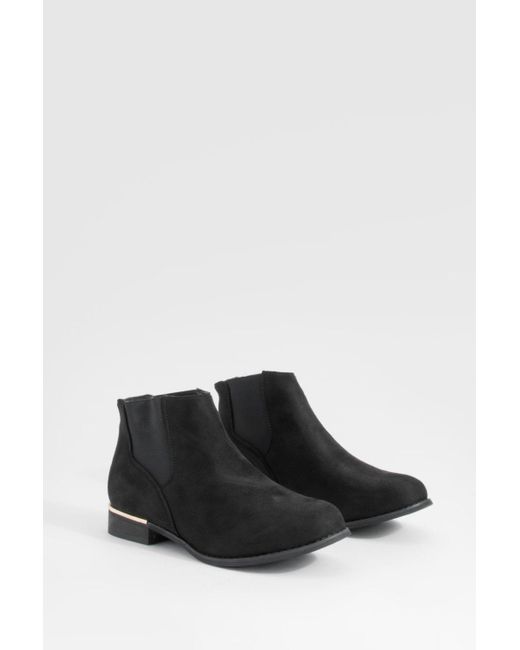 Boohoo Black Wide Fit Panel Detail Ankle Boot
