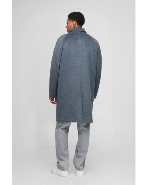 Regular Fit Raglan Single Breasted Brushed Car Coat Boohoo de color Blue