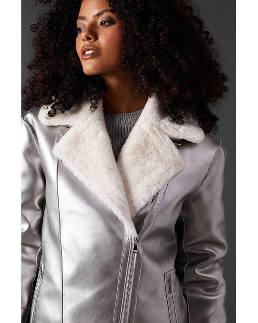 Warehouse Black Metallic Aviator Jacket