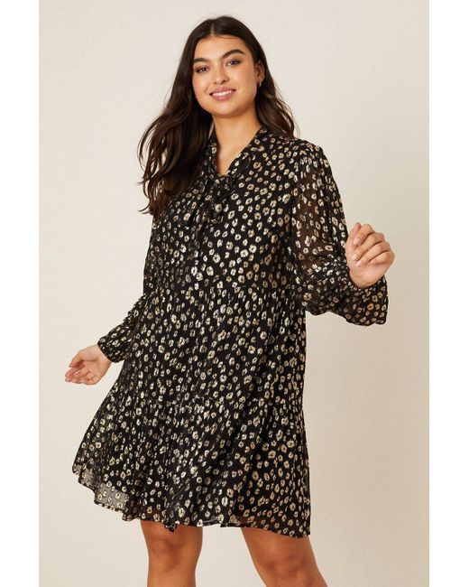 Dorothy Perkins Brown Curve Leopard Chiffon Smock Mini Dress