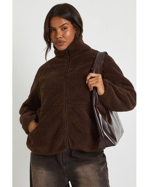 Boohoo Brown Oversized Teddy Jacket
