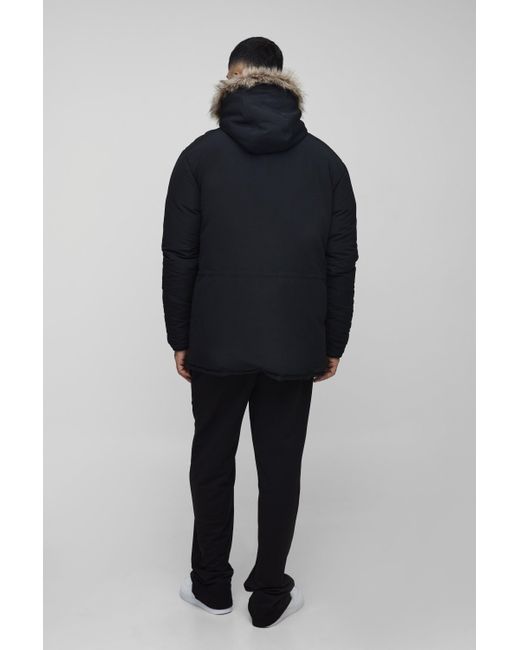 Boohoo Blue Tall Faux Fur Hooded Arctic Parka Jacket