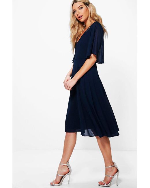 Navy chiffon dress Clearance
