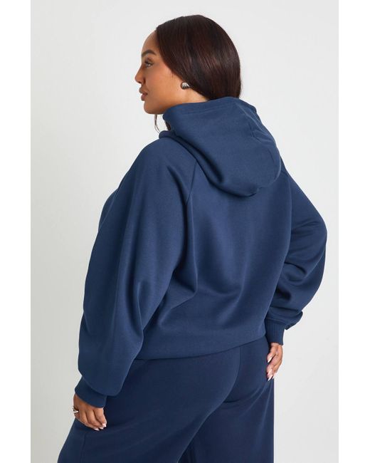 Boohoo Blue Plus Core Basic Raglan Seam Oversized Hoodie