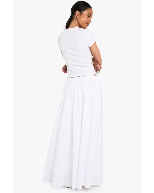 Boohoo White Woven A-Line Maxi Skirt