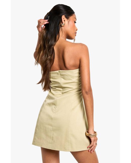 Boohoo Natural Structured Bandeau Tailored Mini Dress