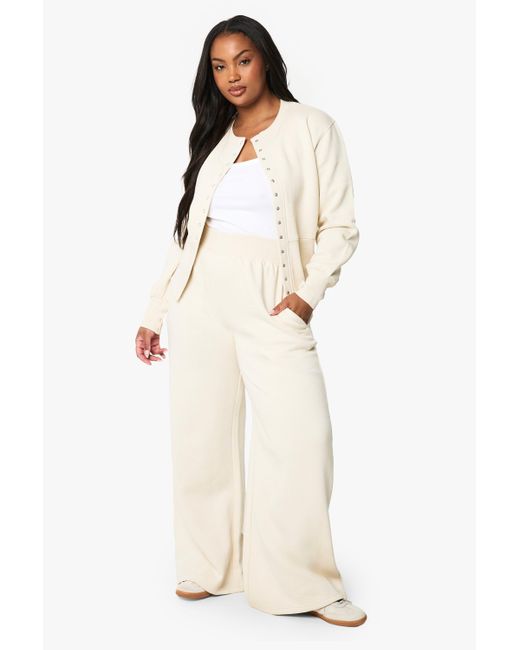 Chándal Plus Con Sudadera Y Bomber Con Botones De Presión Boohoo de color Natural