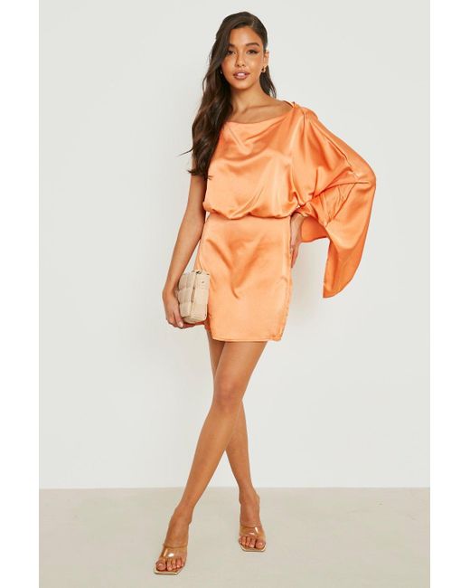Boohoo Satin Asymmetric Cape Sleeve 