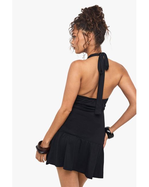 boohoo black halter neck dress boohoo Women's Halter Neck Backless Bodycon Maxi Dress in Black | Size: 12