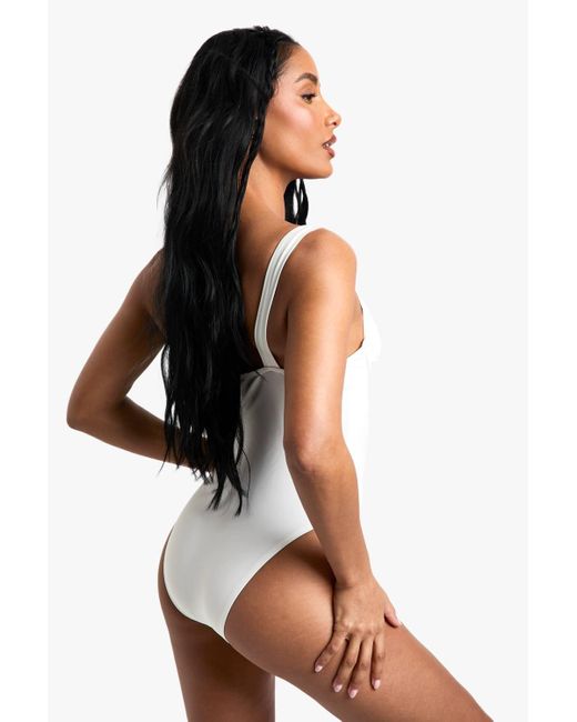 Boohoo White Swimwear Essentials Balcony Swimsuit