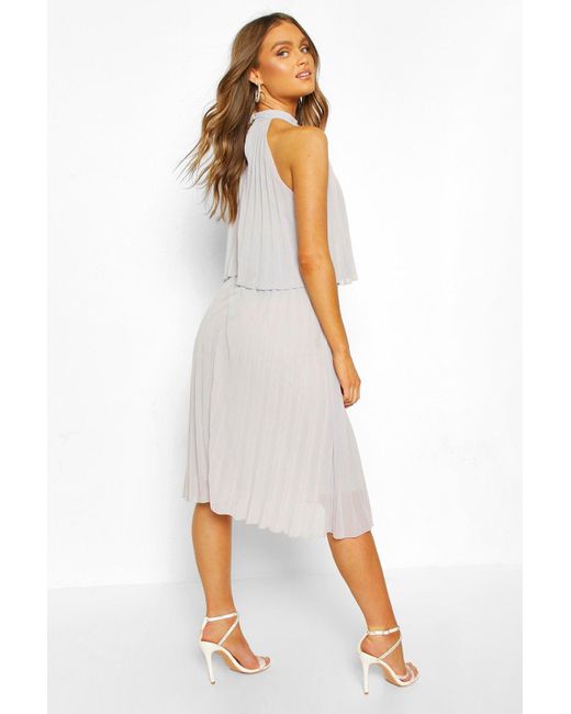 boohoo pleated midi dress