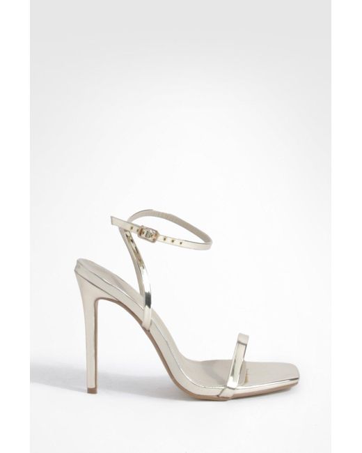 Boohoo White Wide Fit Barely There Stiletto Heels
