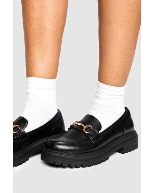 Boohoo Black Chunky Chain Loafers