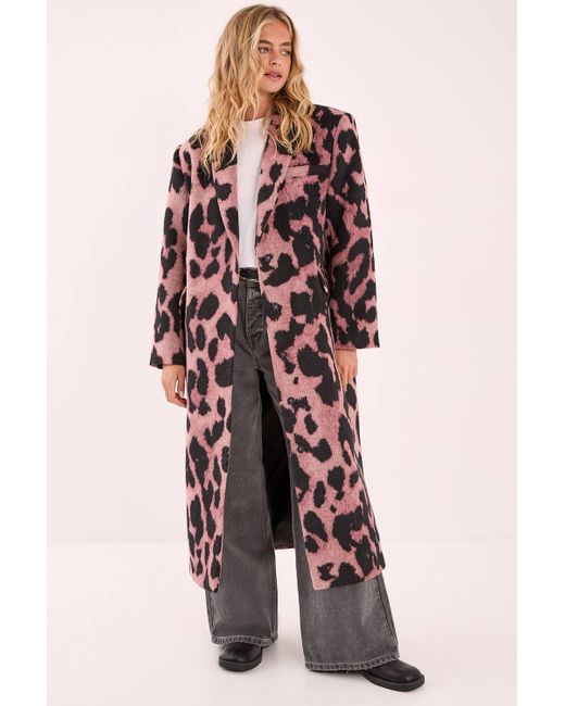 Nasty Gal Oversized Animal Leopard Tailored Coat