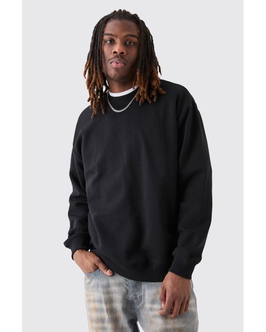 BoohooMAN Black Oversized Extended Neck Sweatshirt for men