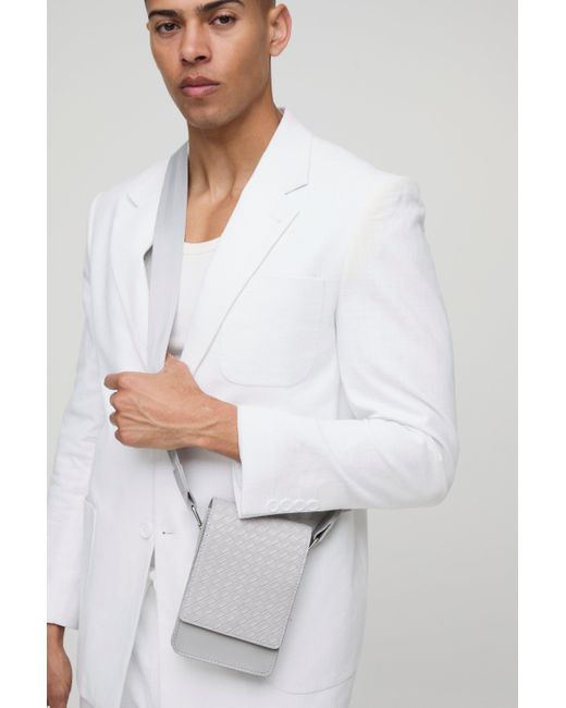 Boohoo White Pu Diamond Cross Bag