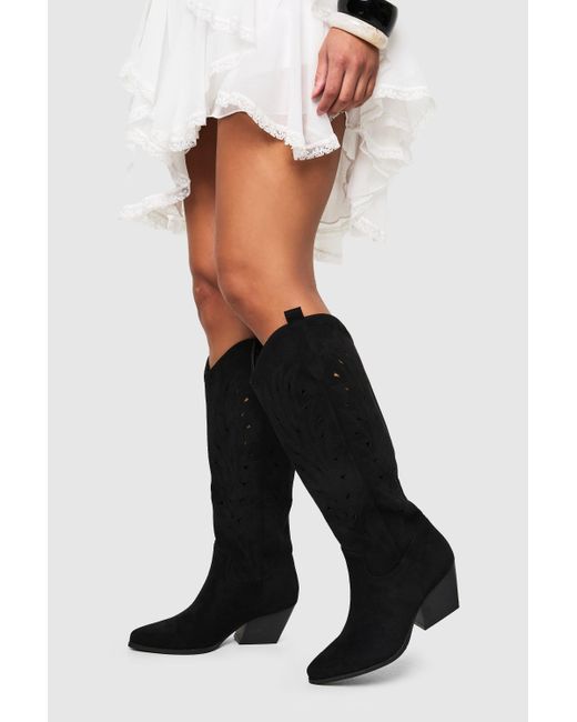 Boohoo Black Pointed Toe Western Boot