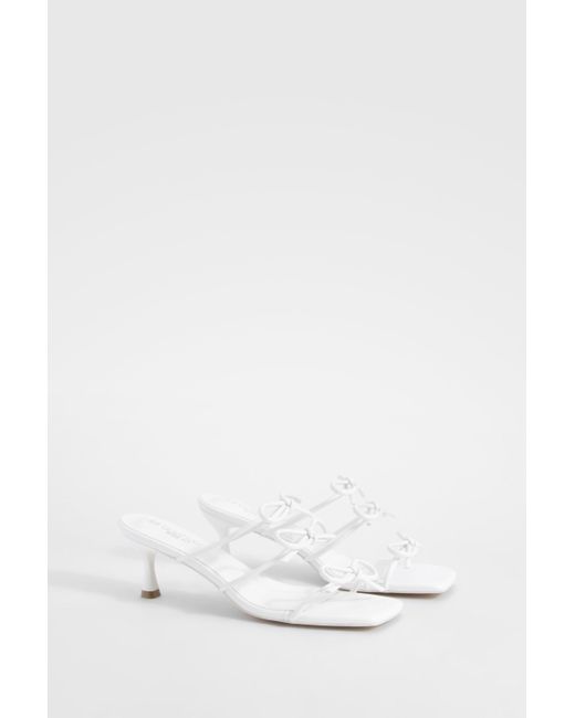 Boohoo White Wide Fit Bow Detail Low Heeled Mules