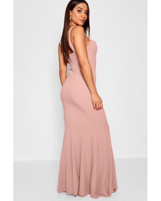bustier detail fishtail maxi dress