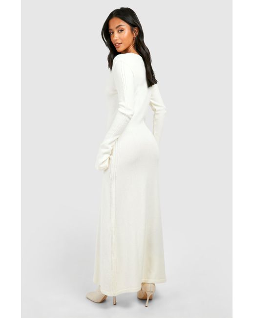 Boohoo White Petite Flare Sleeve Midaxi Dress