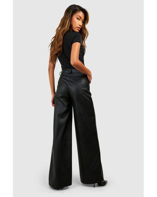 Boohoo Black Leather Look Slouchy Dad Trouser