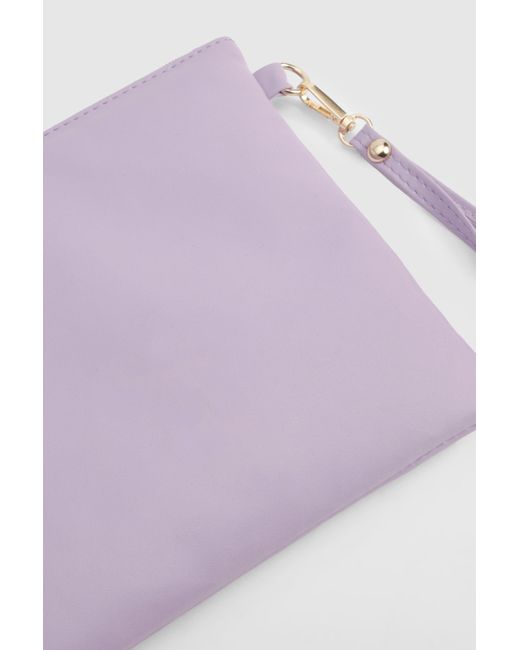 Lilac Zip Top Clutch Bag Boohoo de color Purple