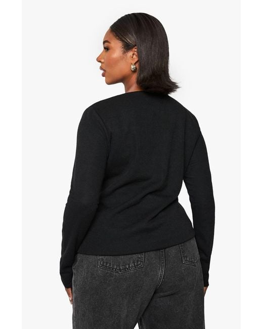 Boohoo Black Plus Knitted Button Cardigan
