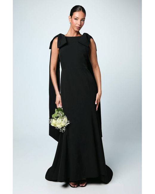 Coast Bow Detail Button Back Column Maxi Bridesmaid Dress in Black