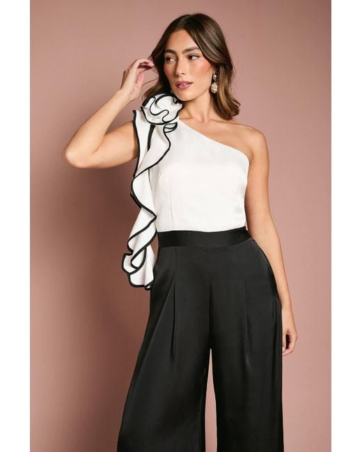 Coast Black Corsage One Shoulder Wide Leg Jumpsuit