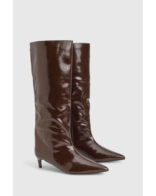 Column Knee High Boots Boohoo de color Black