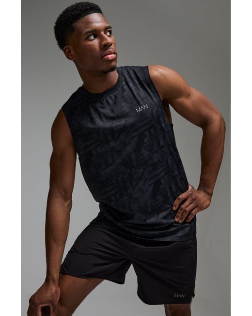 Top Sin Mangas Man Active Regular Con Estampado Abstracto Boohoo de color Black
