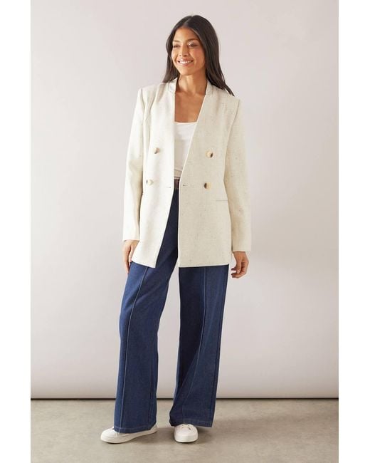 Wallis Blue Double Breasted Marl Blazer