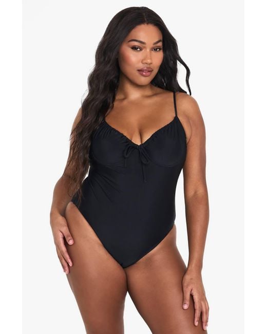 Boohoo Women's Blue Plus Swimwear Essentials Underwired Swimsuit